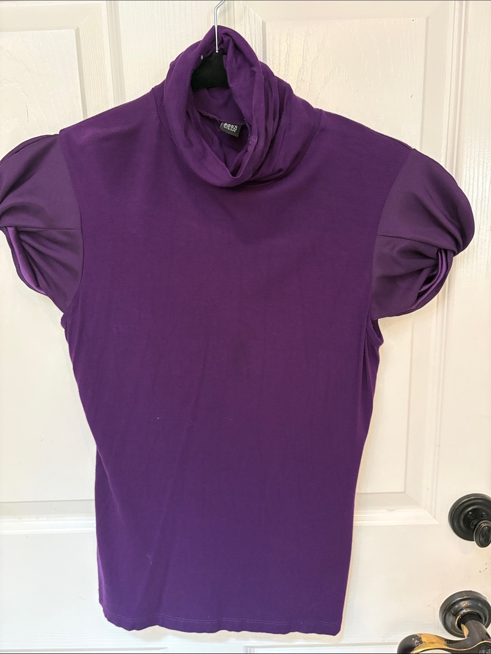 Saks Fifth Avenue Purple Turtleneck Short-Sleeve Top
